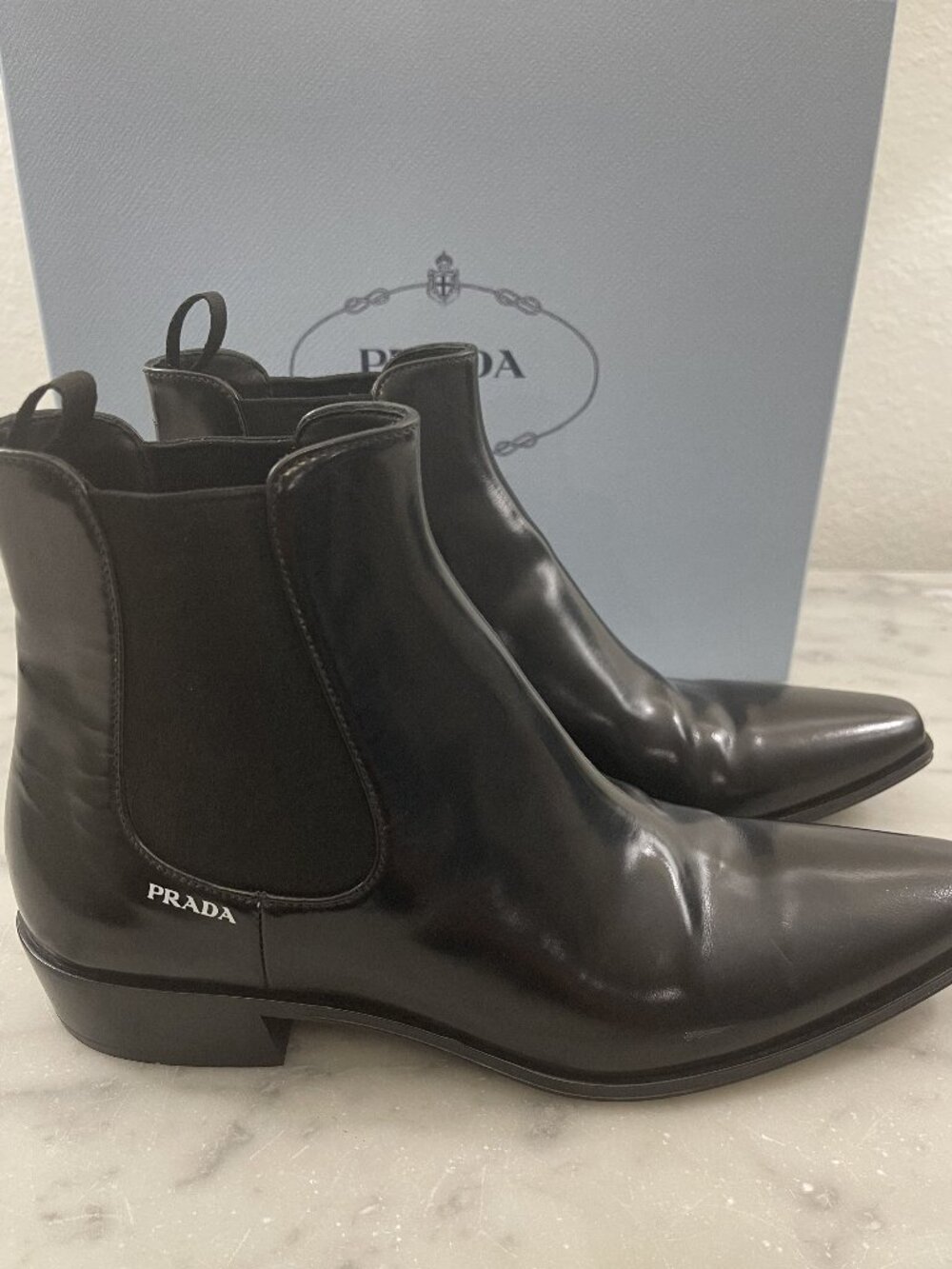 Prada Leather Chelsea Boots Size EU 37
